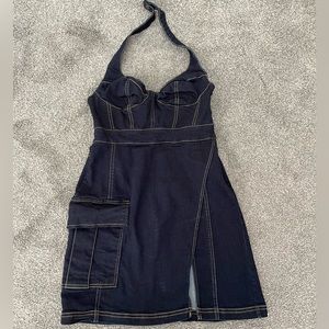 UO Jenny Denim Bustier Mini Dress